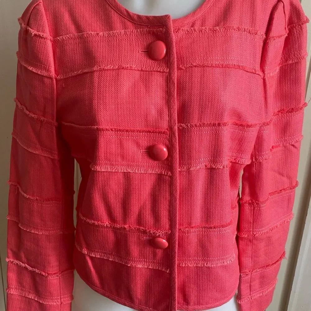 J Crew Linen Jacket -8 red , linen cotton blend